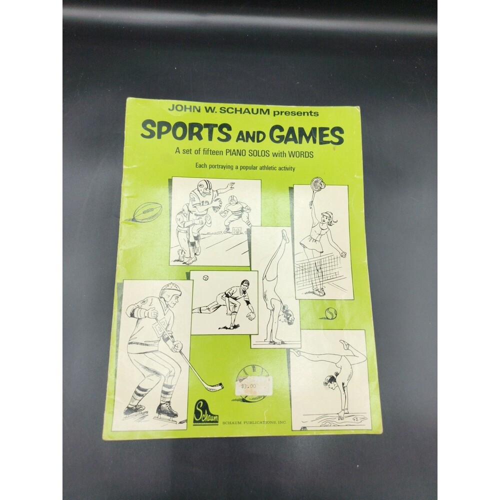 SPORTS AND GAMES Piano Book~Schaum~15 Piano Solos w/ Words~1975